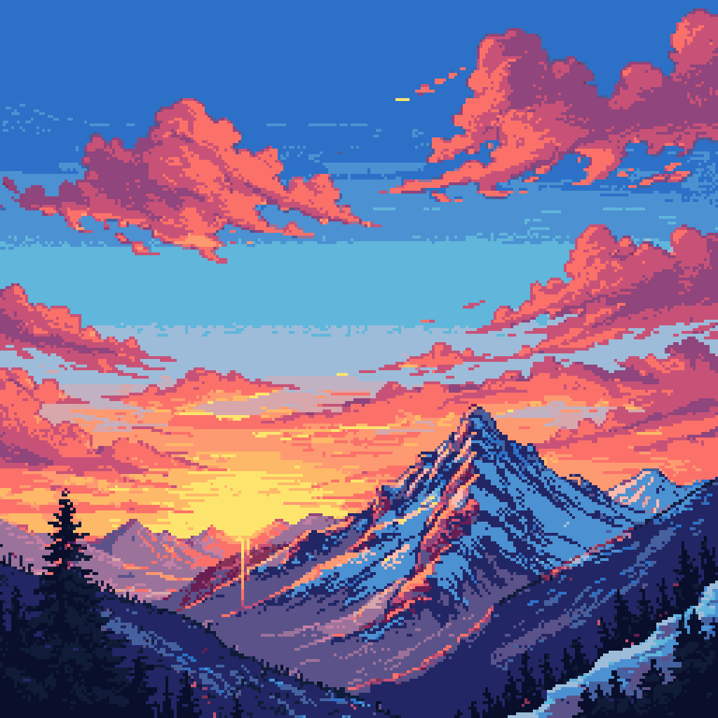 Sunset over snowy mo...-281554-0